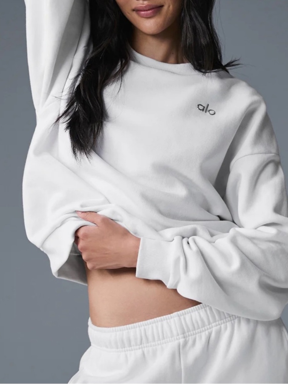 Alo Accolade White Crewneck Pullover Sweatshirt size Small